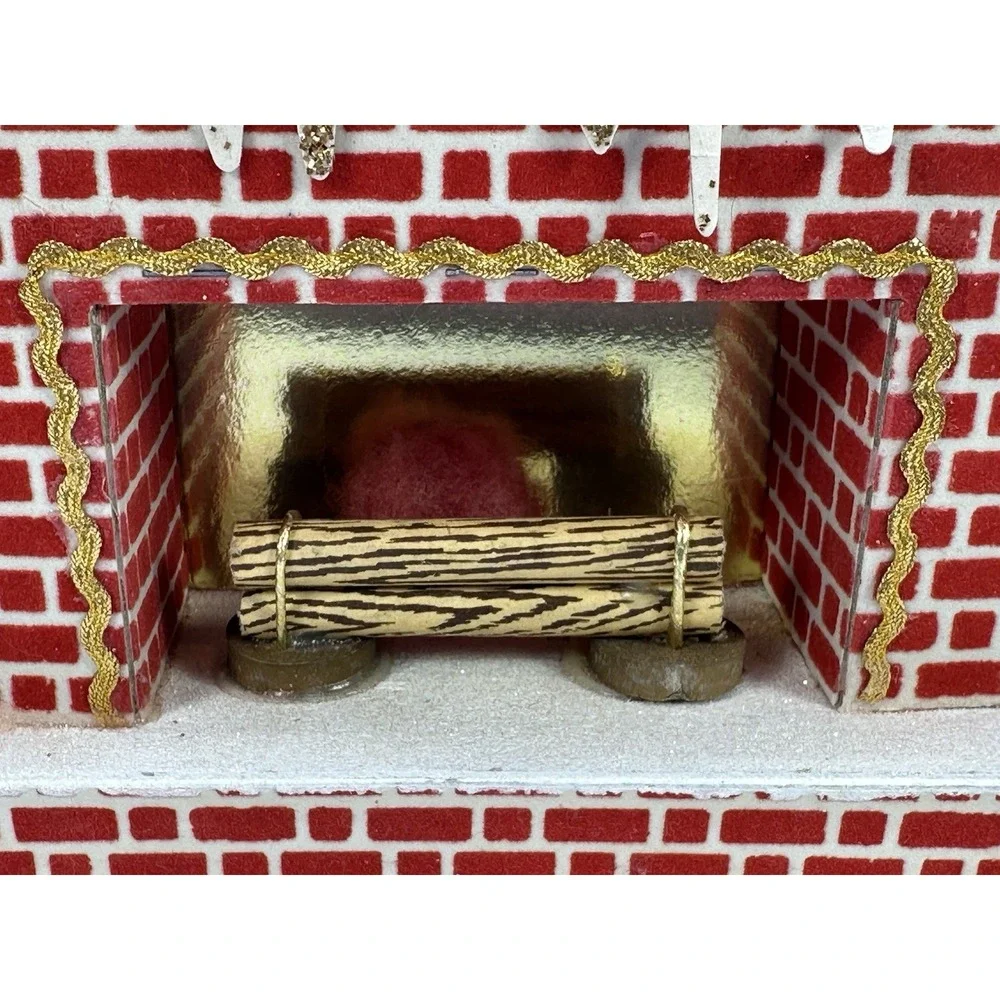 Vintage Christmas Tree Santa Claus & Fireplace Decoration Made In Japan